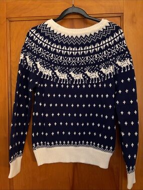 South Channel Navy & White Reindeer Yoke Crewneck Sweater